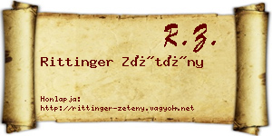 Rittinger Zétény névjegykártya